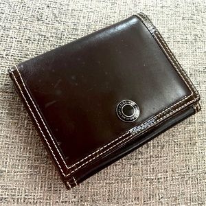 Coach Patent & Leather Bifold Wallet - Large Brown & Chartreuse